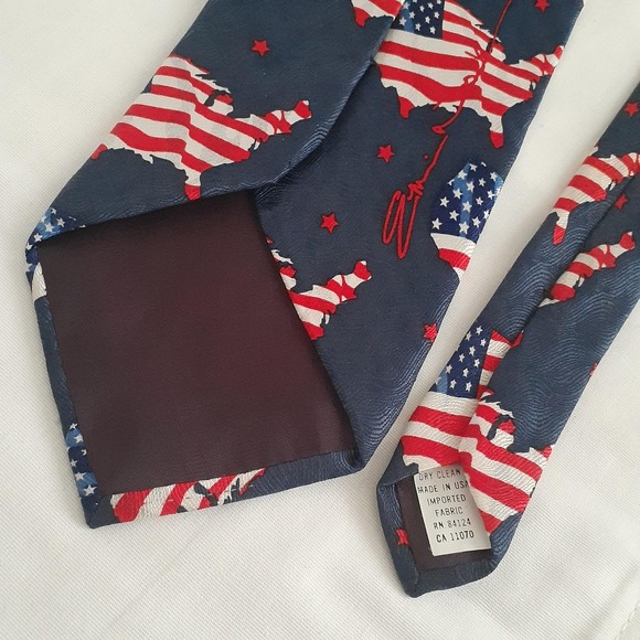 RM Style "USA with Flag" Silk Neck Tie Vintage 1999 Ralph Martin & Co 32629 Rare - Picture 8 of 10